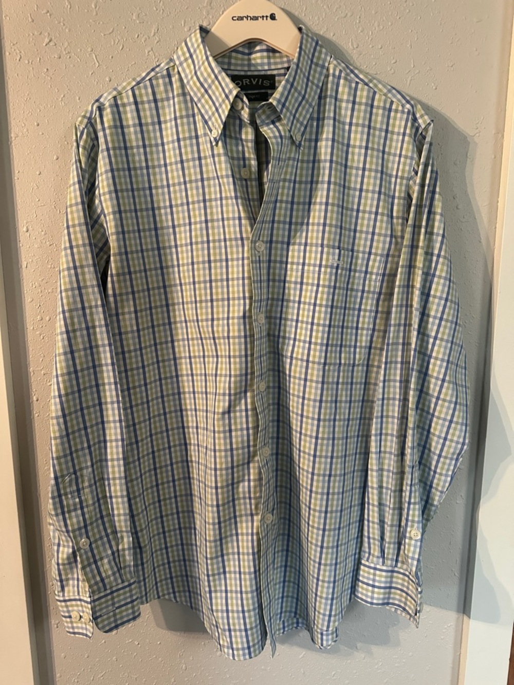 Orvis Green & Blue Plaid Button-Down Shirt
